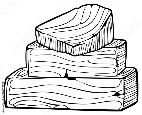 Stacked Wood Blocks Outline Design Illustration Raw Lumber Construction Material