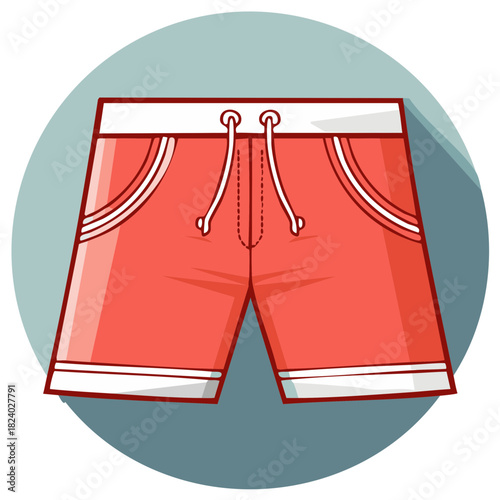 Red athletic shorts with white drawstring and trim for activewear