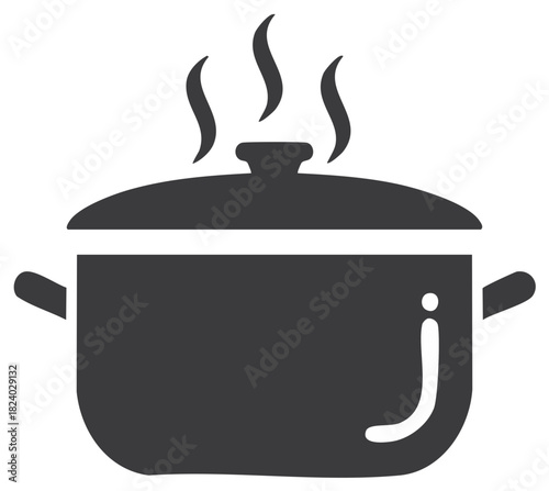Steaming cooking pot with handles and lid icon