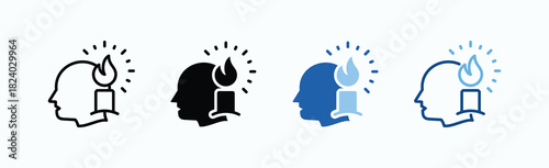 Enlightenment Icon Sheet Multiple Style Collection Isolated Vector