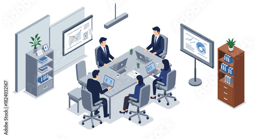 Collaborative office meeting in modern business environment