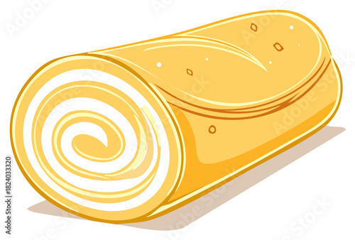 Cake Roll Cartoon Dessert Pastry Baking Food Sweet Treat Illustration Delicious Swirl