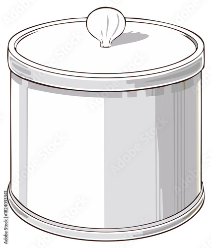 Simple clean storage canister with decorative knob lid isolated vector illustration for household organization