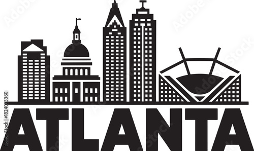 Atlanta city skyline silhouette features downtown buildings structures peach state capital