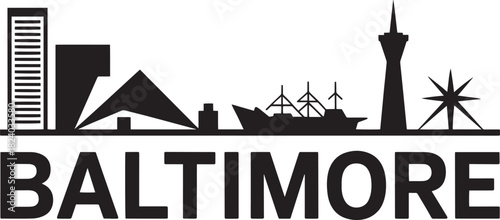 Baltimore maryland skyline vector silhouette city building landmark architecture