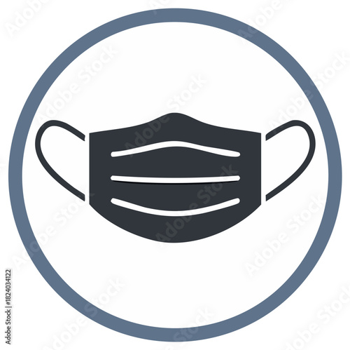 Protective Mask Icon Health Safety Measure Pandemic Prevention in Circle Shield