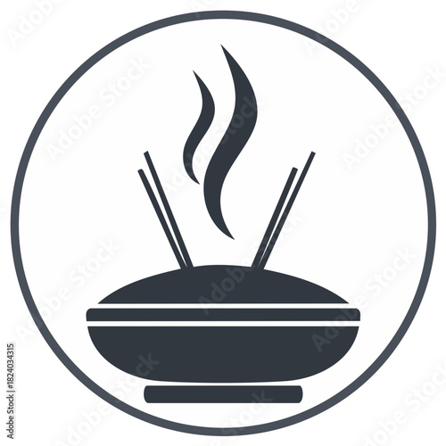 Aromatherapy Incense Burning with Smoke Illustration within a Circle Shape