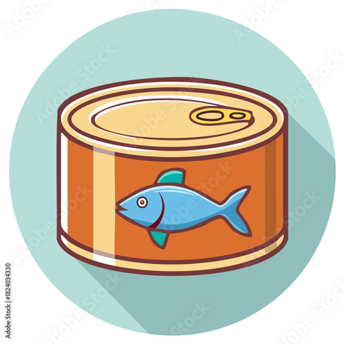 Canned Fish Vector Illustration Flat Design Style