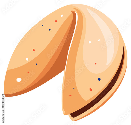 Delicious looking fortune cookie, traditional East Asian dessert offering a hopeful prediction