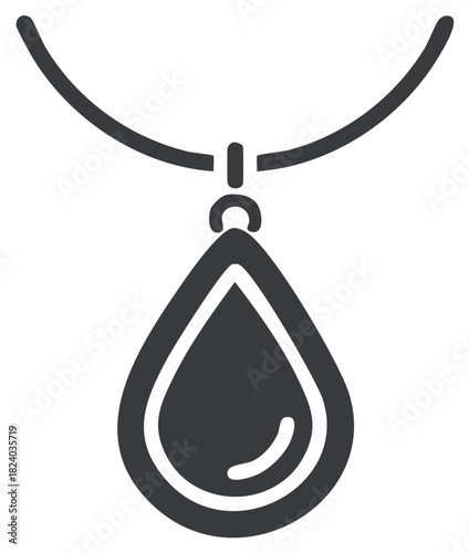 Dark teardrop pendant necklace minimalist jewelry icon fashion accessory symbol