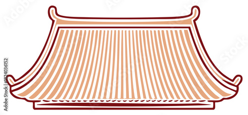 Traditional Asian temple roof architectural element oriental building design icon