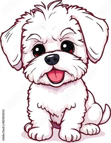 Cute cartoon a illustrator vector Bichon