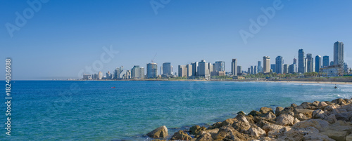  Scenery of Tel Aviv beach along the Mediterranean sea. Israel