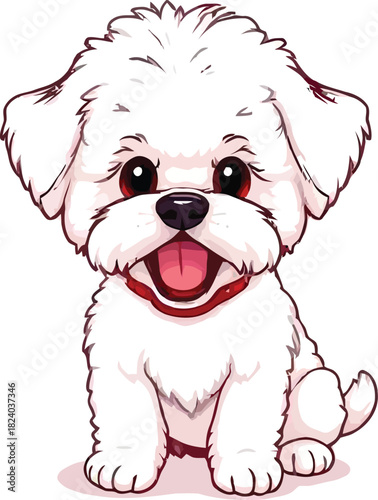 Cute cartoon a illustrator vector Bichon