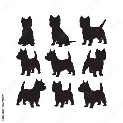 Westie Dog Silhouette Vector Set