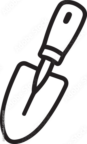 A simple illustration of a garden trowel, perfect for illustrating gardening tasks and the joys of working in the soil.