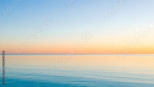 Tranquil Ocean Horizon with Golden Sunset Gradient Sky perfect for website banner, social media, presentation background, wallpaper, meditation app, relaxation