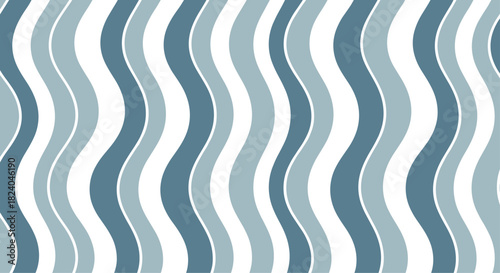 Seamless abstract pattern of vertical wavy stripes in shades of dusty blue and white creating a simple flowing design.