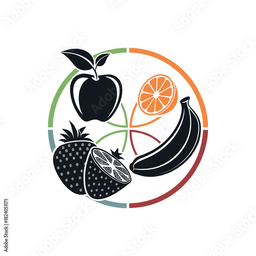 fruits silhouette logo vector line art logo design
