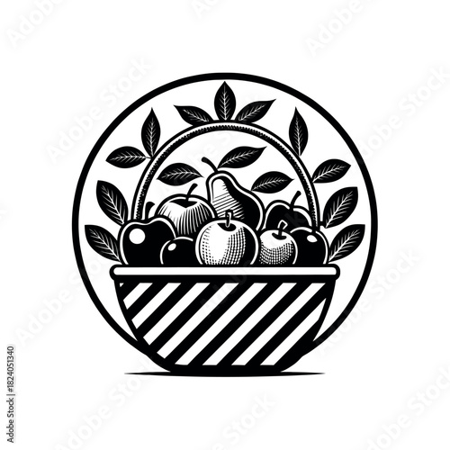 fruits silhouette logo vector line art logo design