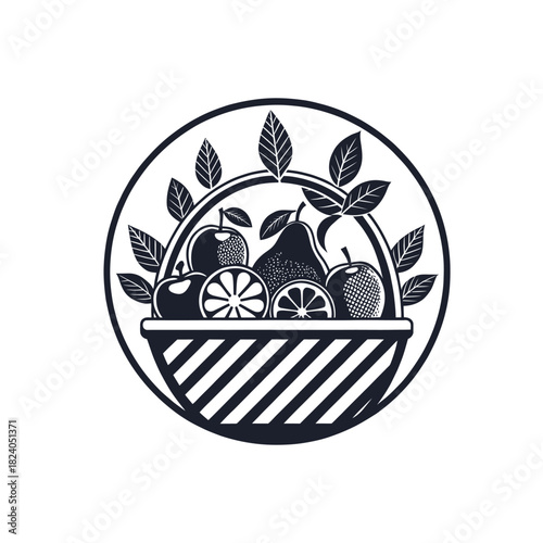 fruits silhouette logo vector line art logo design