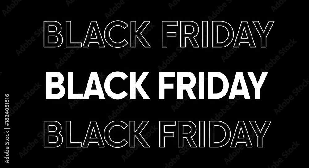 Obraz premium Black friday text in three different styles on a black background