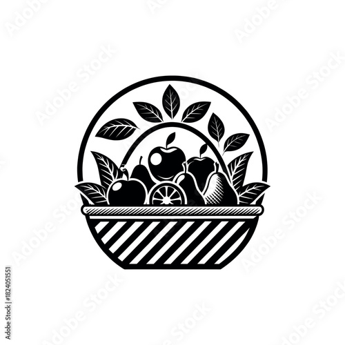 fruits silhouette logo vector line art logo design