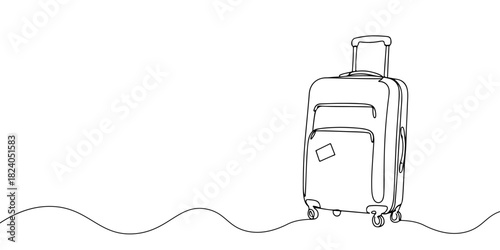 A single continuous line of suitcases, vector illustrator