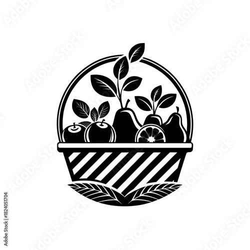 fruits silhouette logo vector line art logo design