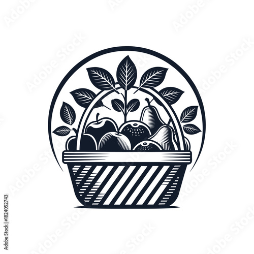 fruits silhouette logo vector line art logo design