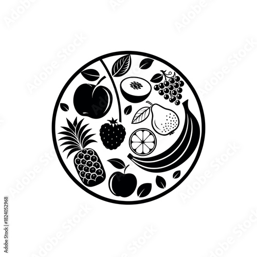 fruits silhouette logo vector line art logo design