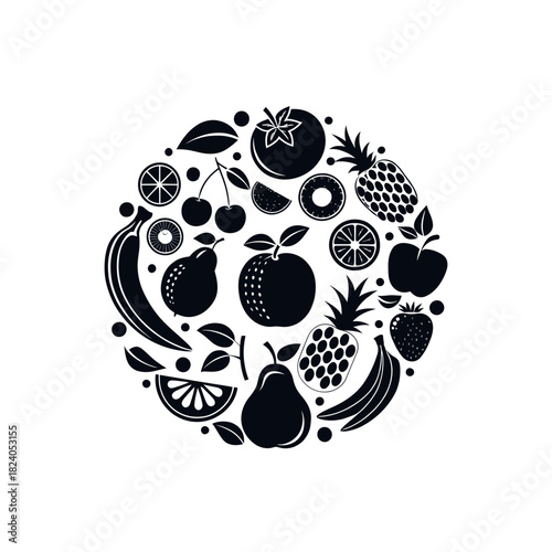 fruits silhouette logo vector line art logo design