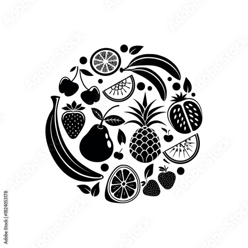 fruits silhouette logo vector line art logo design