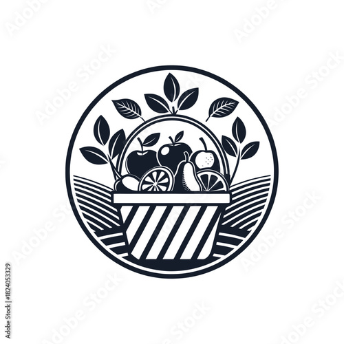 fruits silhouette logo vector line art logo design