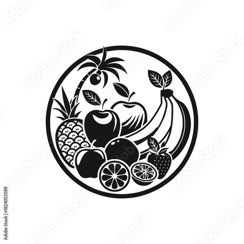 fruits silhouette logo vector line art logo design