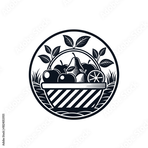 fruits silhouette logo vector line art logo design