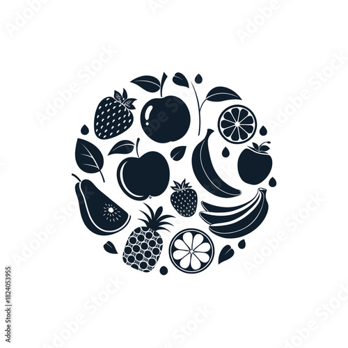 fruits silhouette logo vector line art logo design