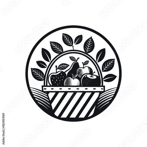 fruits silhouette logo vector line art logo design