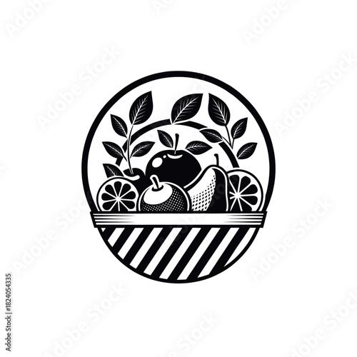 fruits silhouette logo vector line art logo design