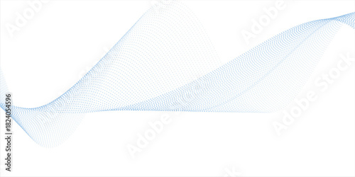 Dynamic sound wave isolated on white background. Musical particle pulsing. Blue energy flow concept.