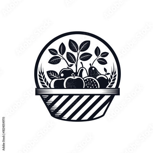 fruits silhouette logo vector line art logo design