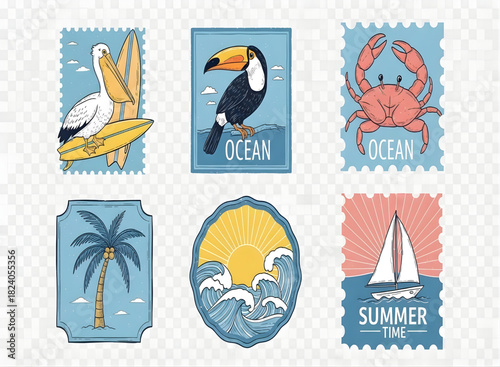Ocean summer travel badges collection