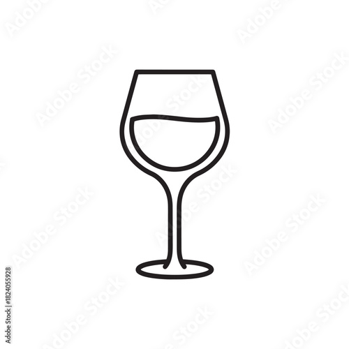 Full Wine Glass Icon Symbol: Restaurant, Drink, Celebration, Barware, Alcohol, Beverage, Taste, Grape, Sommelier, and Liquid Concepts