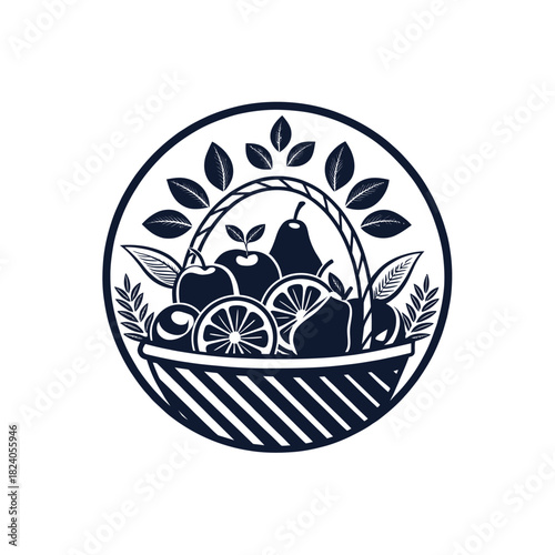 fruits silhouette logo vector line art logo design