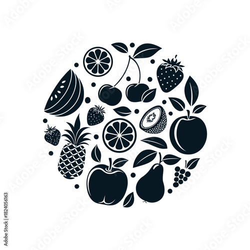 fruits silhouette logo vector line art logo design