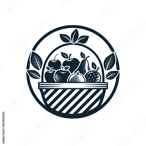 fruits silhouette logo vector line art logo design