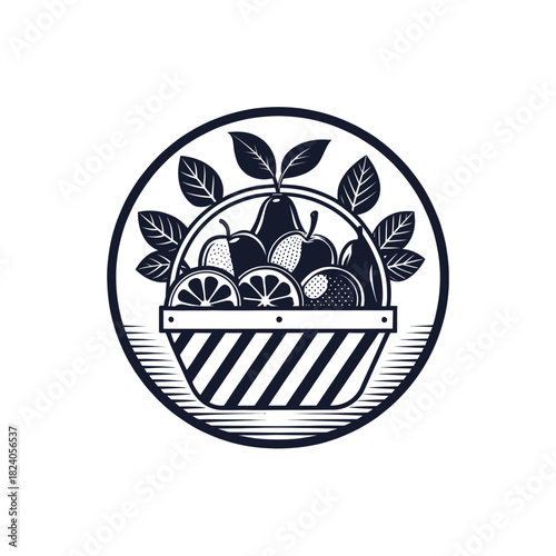 fruits silhouette logo vector line art logo design