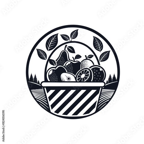 fruits silhouette logo vector line art logo design