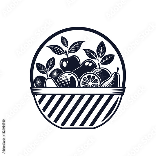 fruits silhouette logo vector line art logo design