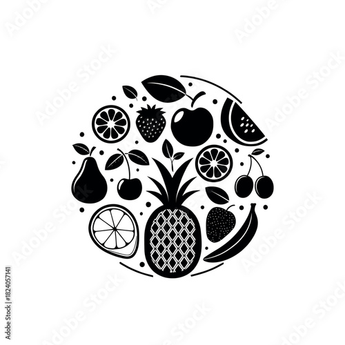 fruits silhouette logo vector line art logo design